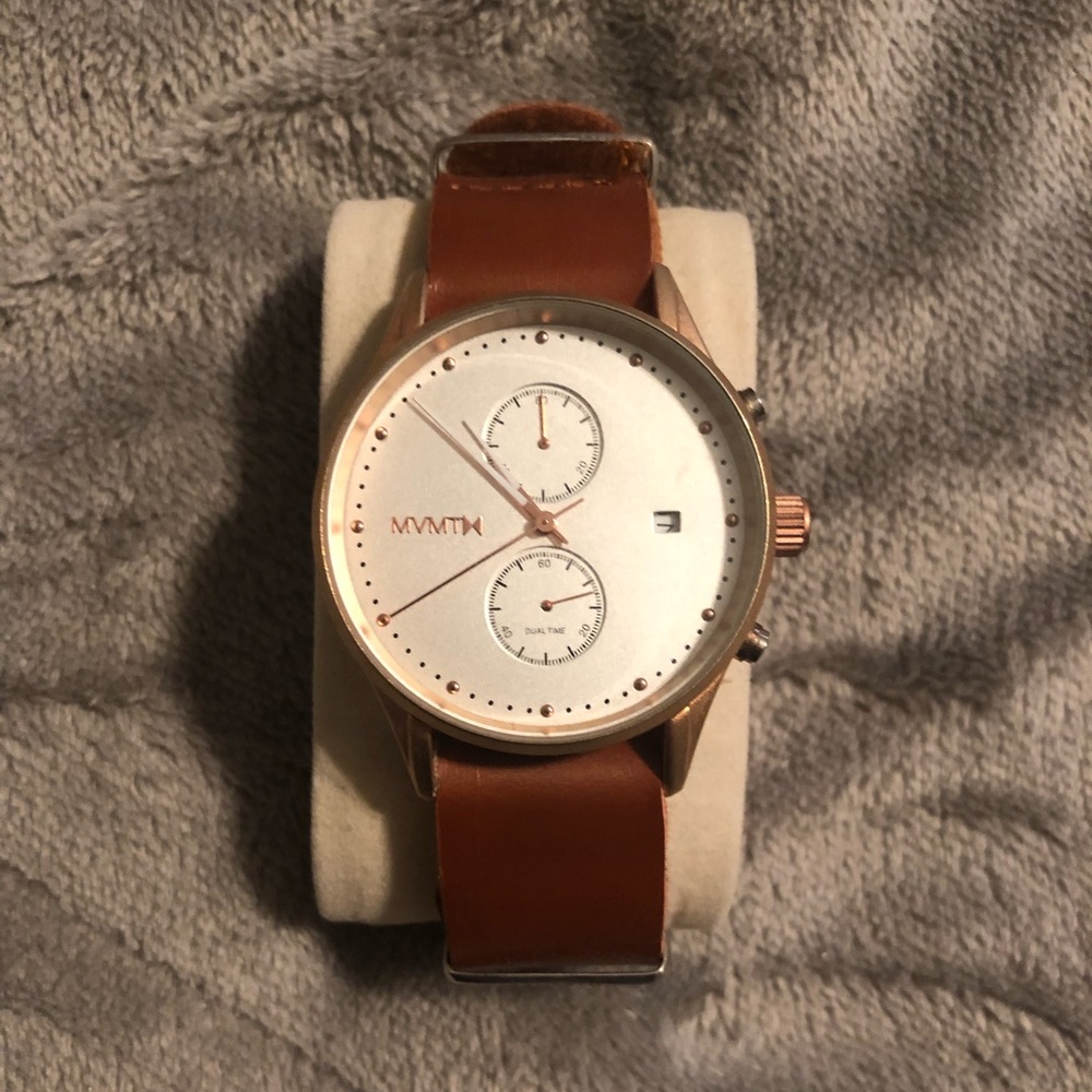 MVMT Voyager Rosewood Leather Watch